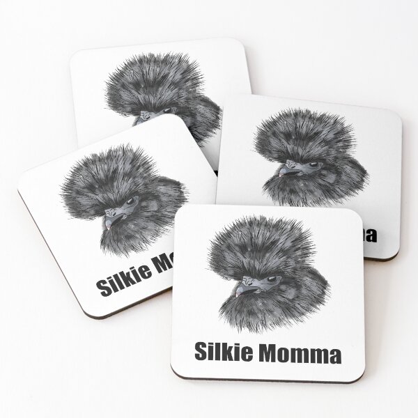 Item preview, Cute Silkie Momma Illustration with Black Silkie Hen in a Watercolor Style designed and sold by PrettyLittlePic.