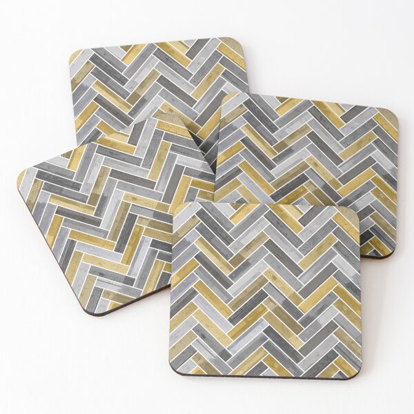 Item preview, Herringbone Pattern in Grey and Yellow designed and sold by Jared Davies.