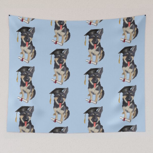 Item preview, Cute German Shepherd Graduation | German Shepherd Wearing a Graduation Hat and Holding a Diploma designed and sold by ElysianCreation.