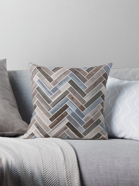 Item preview, Herringbone Pattern in Blue Brown Grey designed and sold by Jared Davies.