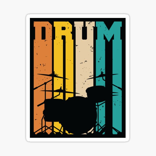 Retro Drum Set Silhouette Illustration Sticker