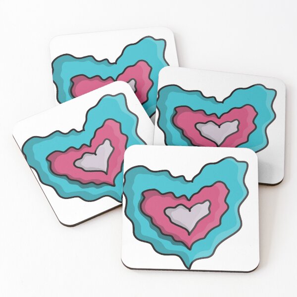 Item preview, Coral heart inside heart hand drawn designed and sold by wavethreat.