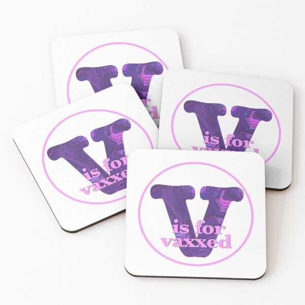 Item preview, V is for Vaxxed Alphabet Pink and Purple Monogram designed and sold by AMSonArt.