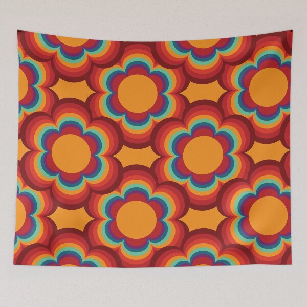 Item preview, 70s Colors Big Sacred Flower Seamless Repeat Pattern Print designed and sold by ClaudiaFlores.