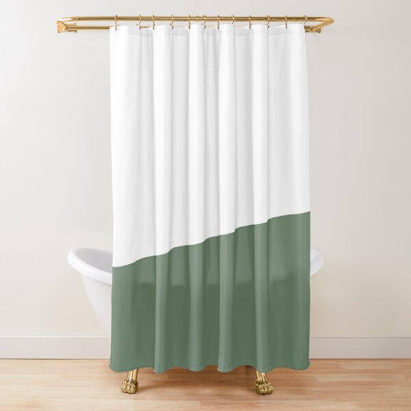 Stripe Block (sage green/white) Shower Curtain