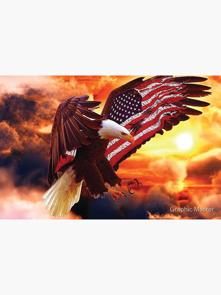 Poster for Sale avec l'œuvre « Aigle avec drapeau américain » de l