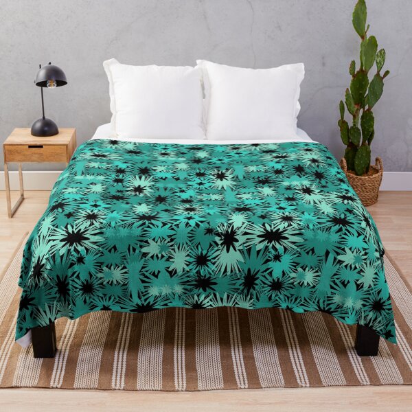 Item preview, Geometric, Pattern, Shapes, Lines, Modern,  Abstract, Art, Efflorescent - Teal on Black designed and sold by LucidLounger.