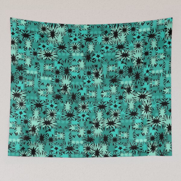 Item preview, Geometric, Pattern, Shapes, Lines, Modern,  Abstract, Art, Efflorescent - Teal on Black designed and sold by LucidLounger.