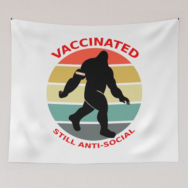 Item preview, Vaccinated Still Anti-Social Big Foot Skunk Ape Sunset White BG designed and sold by KeysTreasures.