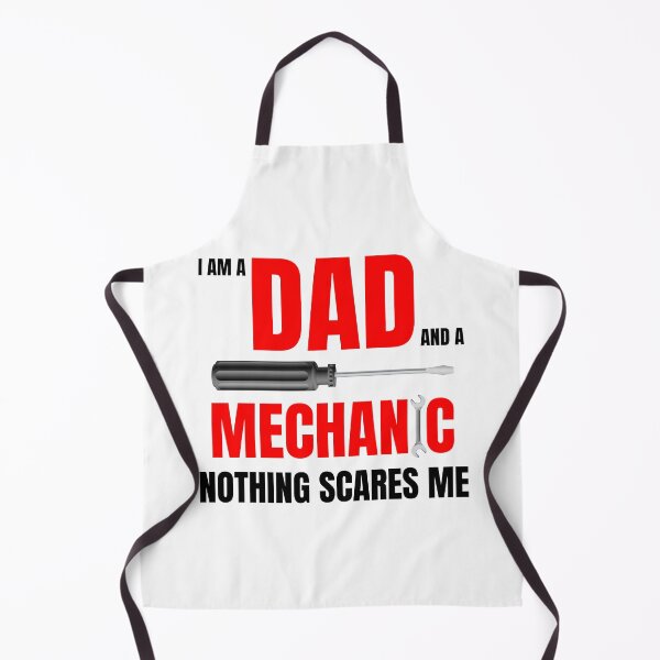 Item preview, I am a Dad and a mechanic nothing scares, funny quote with red text. designed and sold by Lekrock.