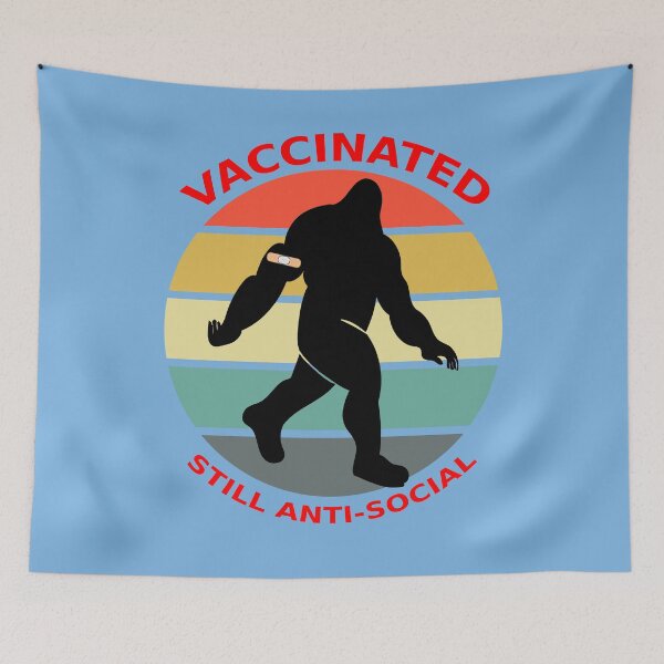Item preview, Vaccinated Still Anti-Social Big Foot Skunk Ape Sunset Blue BG designed and sold by KeysTreasures.