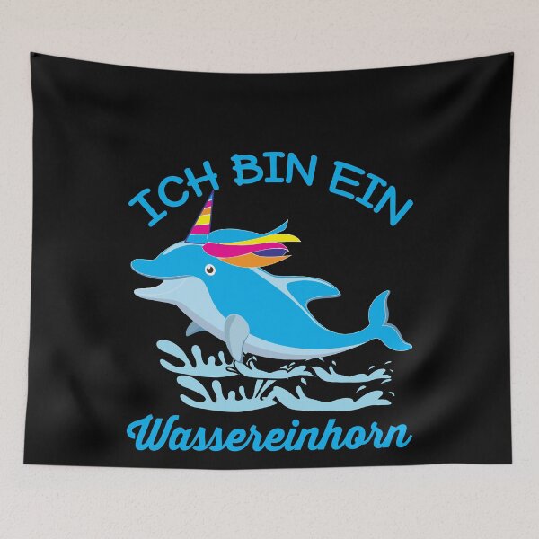 Artikelvorschau, Wassereinhorn Delphin schwimmt im Meer mit Horn entworfen und verkauft von Spirit-Designs.