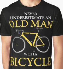 Never Underestimate Old Man With Bicycle Graphic T-Shirt
