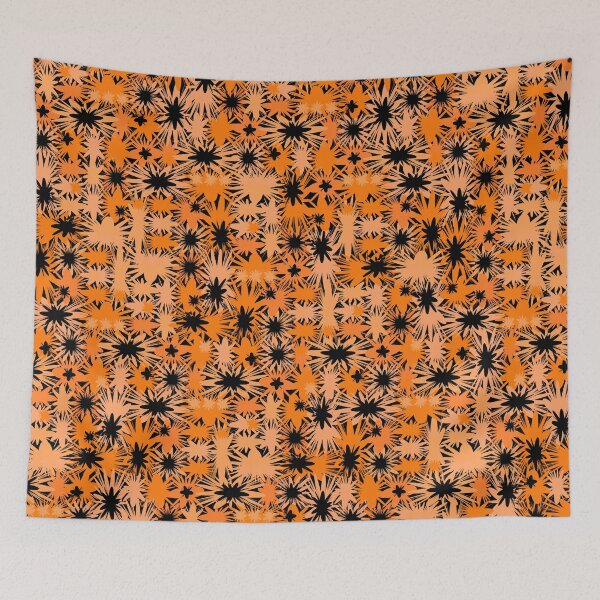 Item preview, Geometric, Pattern, Shapes, Lines, Modern,  Abstract, Art, Efflorescent - Orange on Black designed and sold by LucidLounger.