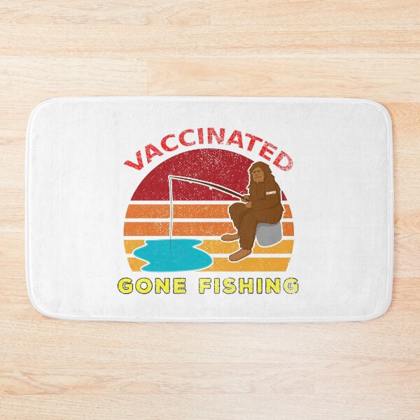 Item preview, Vaccinated Big Foot Skunk Ape Gone Fishing Sunset Distressed White BG designed and sold by KeysTreasures.