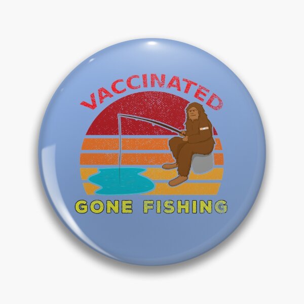 Item preview, Vaccinated Big Foot Skunk Ape Gone Fishing Sunset Distressed Blue BG designed and sold by KeysTreasures.