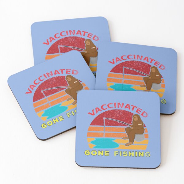 Item preview, Vaccinated Big Foot Skunk Ape Gone Fishing Sunset Distressed Blue BG designed and sold by KeysTreasures.