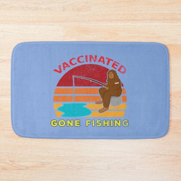 Item preview, Vaccinated Big Foot Skunk Ape Gone Fishing Sunset Distressed Blue BG designed and sold by KeysTreasures.