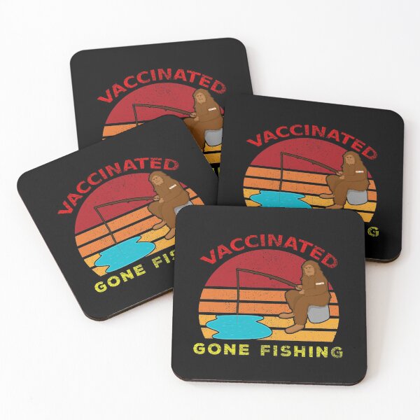 Item preview, Vaccinated Big Foot Skunk Ape Gone Fishing Sunset Distressed Black BG designed and sold by KeysTreasures.