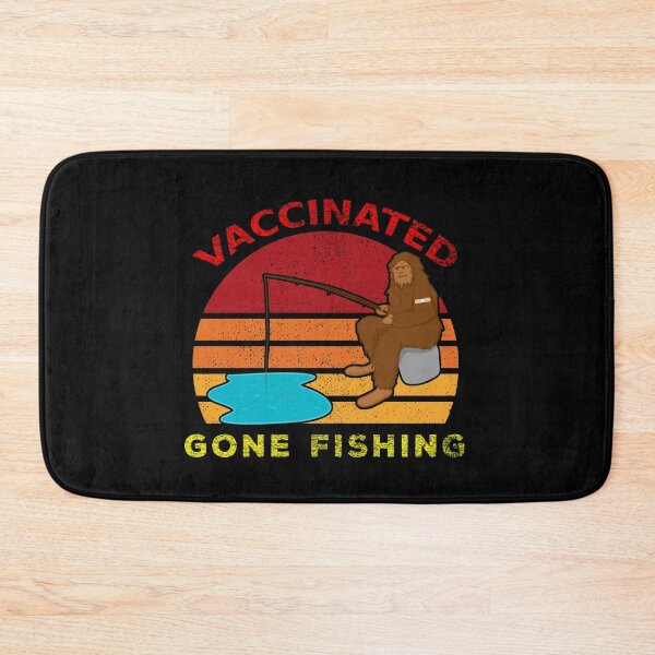 Item preview, Vaccinated Big Foot Skunk Ape Gone Fishing Sunset Distressed Black BG designed and sold by KeysTreasures.