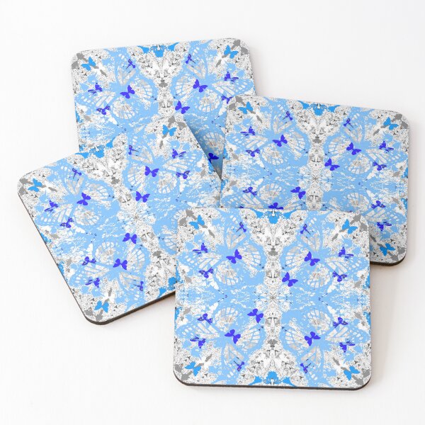 Aperçu de l'œuvre BLEU CLAIR & BLEU BLEU BLEU PAPILLONS ABSTRAIT créée et vendue par sharlesart.