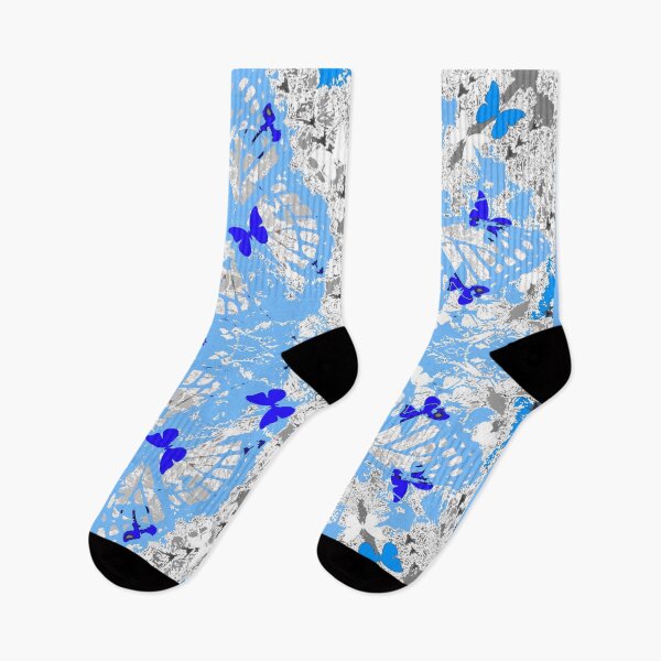 Aperçu de l'œuvre BLEU CLAIR & BLEU BLEU BLEU PAPILLONS ABSTRAIT créée et vendue par sharlesart.