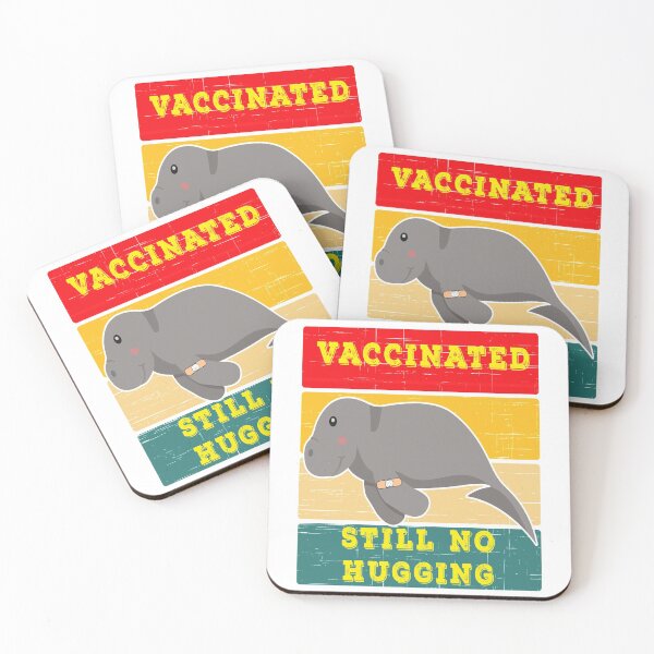 Item preview, Vaccinated Manatee Still No Hugging Sunset Distressed White BG designed and sold by KeysTreasures.