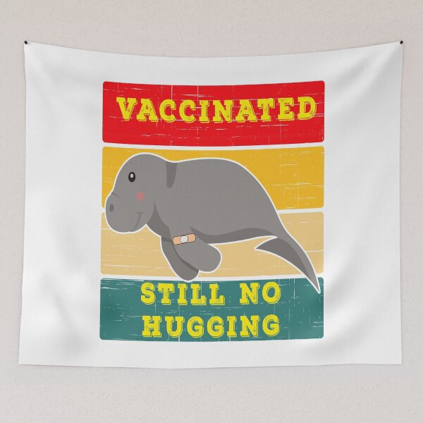 Item preview, Vaccinated Manatee Still No Hugging Sunset Distressed White BG designed and sold by KeysTreasures.