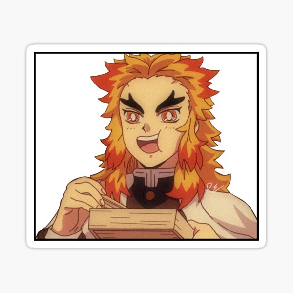Rengoku Eating Sticker By Doitbetter Redbubble