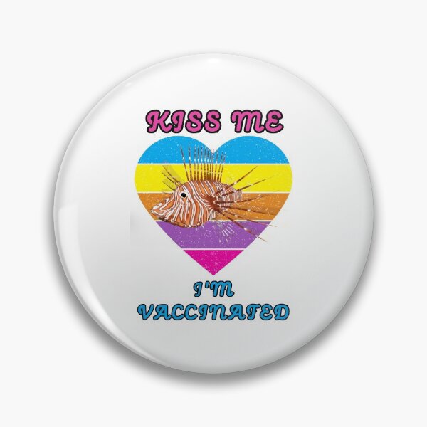 Item preview, Kiss Me I Am Vaccinated Lionfish Rainbow Heart Distressed White BG designed and sold by KeysTreasures.