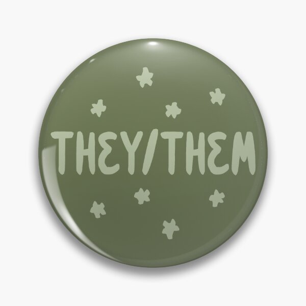Item preview, they/them pronoun (pin/sticker - green) designed and sold by soapycarrot.