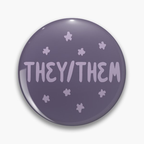 Item preview, they/them pronoun (pin/sticker - purple) designed and sold by soapycarrot.