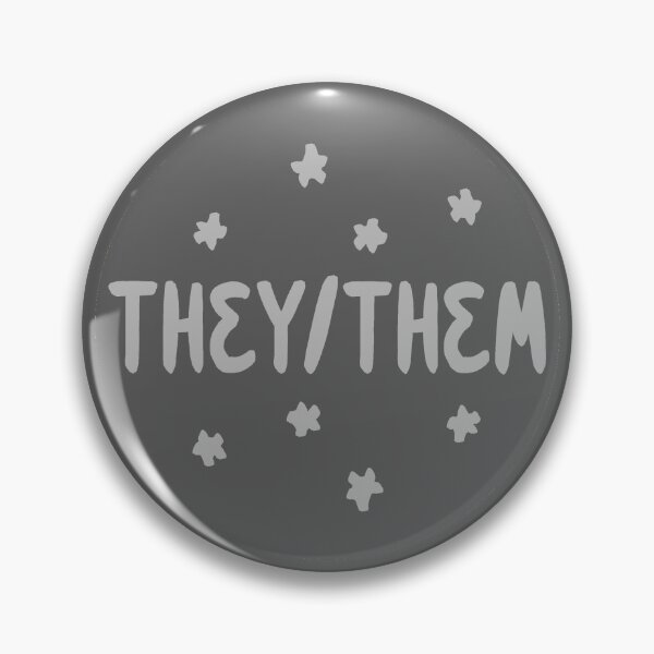Item preview, they/them pronoun (pin/sticker - gray) designed and sold by soapycarrot.