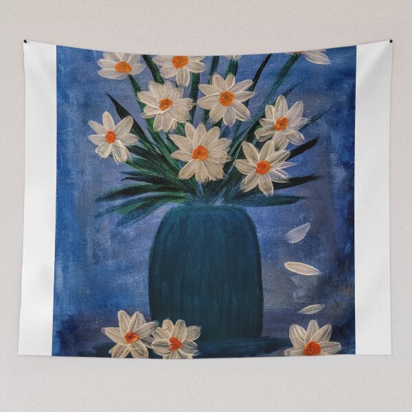 Item preview, Daisy's in turquoise glass vase  designed and sold by kkartwork.