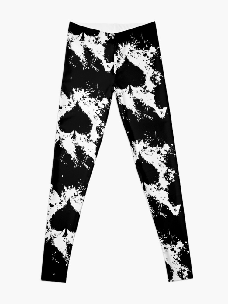 Best Seller Ace of Spades Leggings, Black & White Women Teens