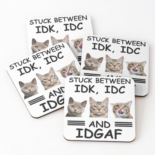 Item preview, Stuck between IDK IDC and IDGAF Funny Cat designed and sold by TamelaBracken.