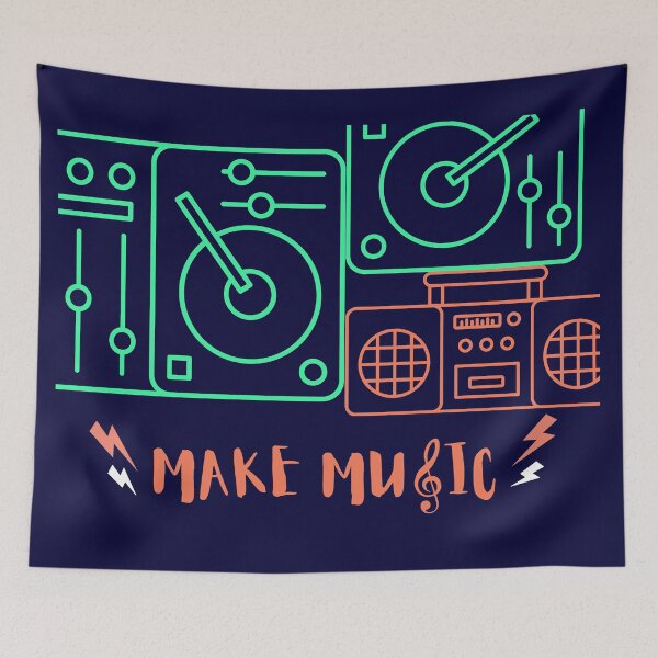 Item preview, Neon Green and Orange Music Illustration designed and sold by LifeProApperal.