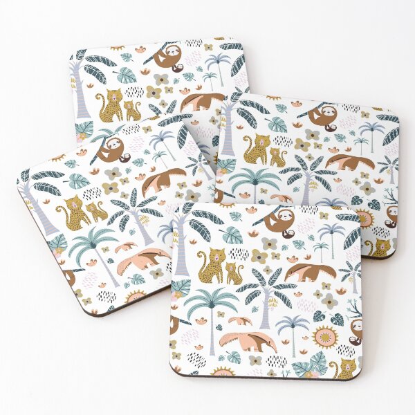 Item preview, Leopards,sloths and ant-eater animal of South America and tropical plants designed and sold by CrisBanana.