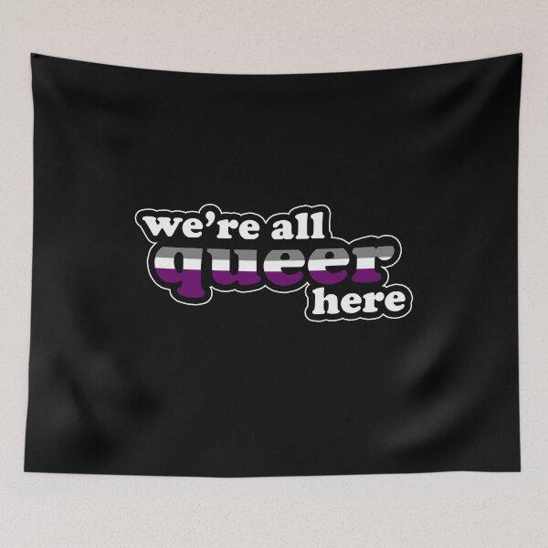 Item preview, We're All Queer Here Asexual Pride Retro Outline Design designed and sold by Bumblefuzzies.
