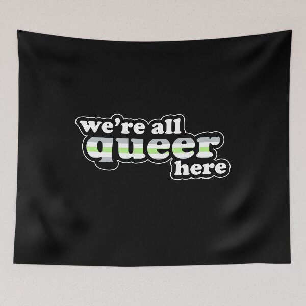 Item preview, We're All Queer Here Agender Pride Retro Outline Design designed and sold by Bumblefuzzies.
