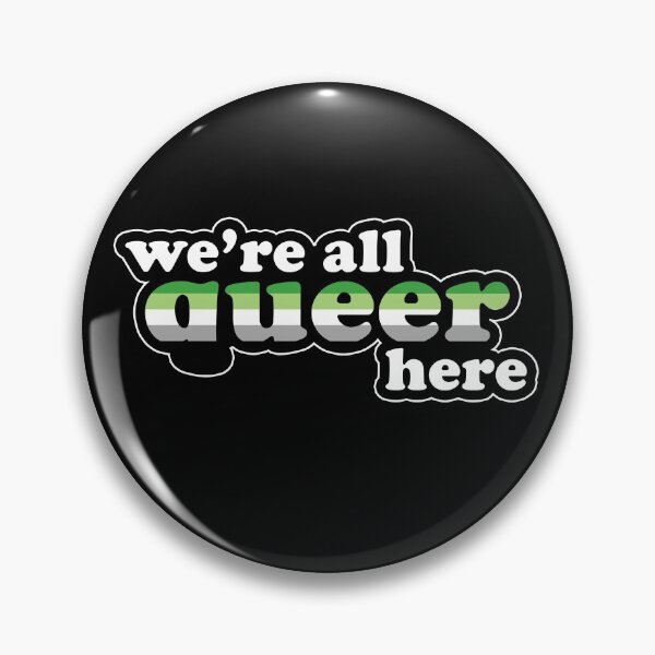 Item preview, We're All Queer Here Aromantic Pride Retro Outline Design designed and sold by Bumblefuzzies.