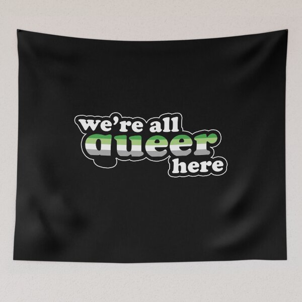 Item preview, We're All Queer Here Aromantic Pride Retro Outline Design designed and sold by Bumblefuzzies.