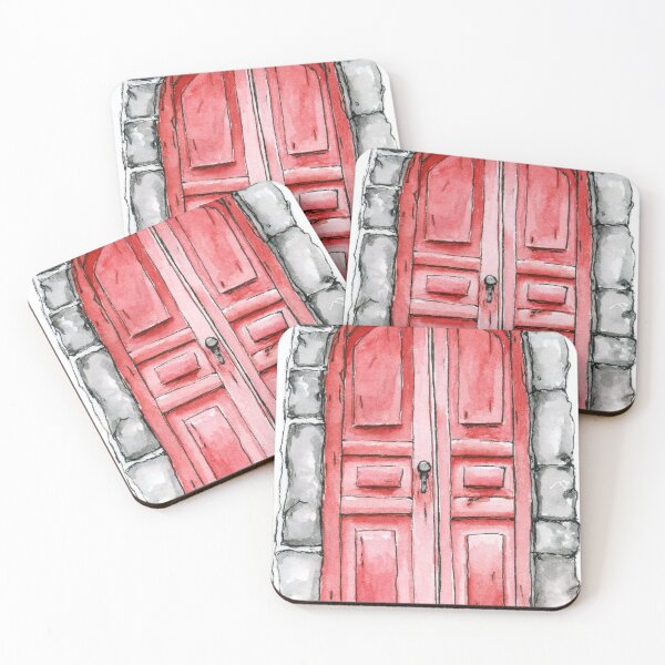 Item preview, Old Red Door Watercolor and Pen Illustration designed and sold by LadyKatieP.