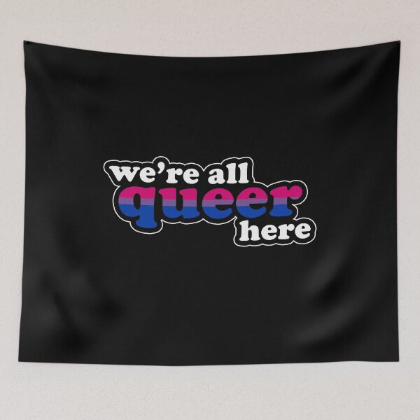 Item preview, We're All Queer Here Bisexual Pride Retro Outline Design designed and sold by Bumblefuzzies.