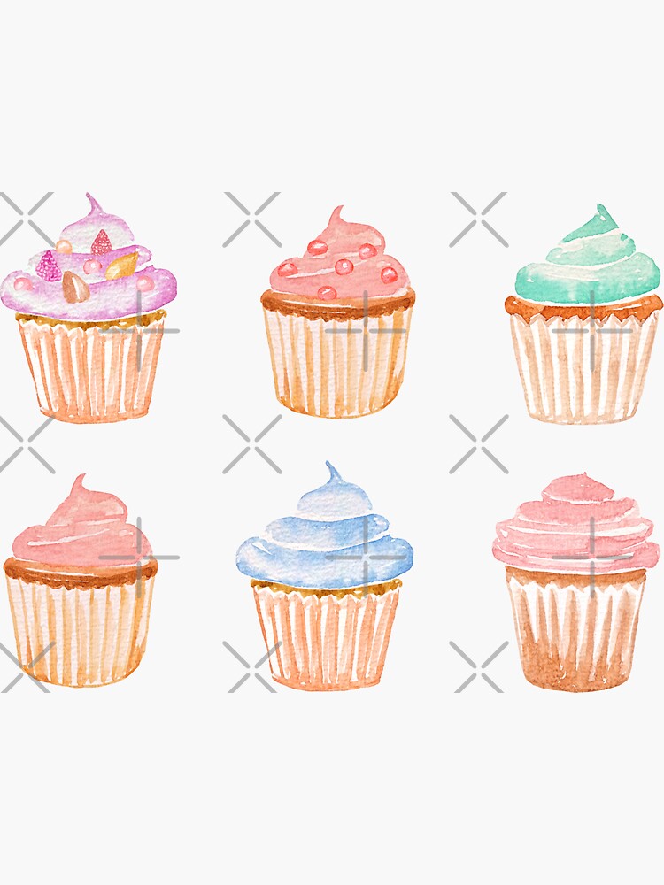 Watercolor Cupcakes Sticker for Sale by NatureGlow