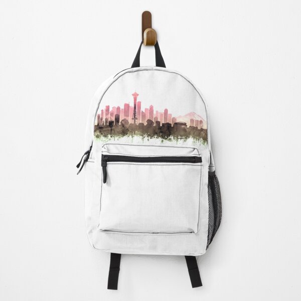 Item preview, Seattle Skyline Watercolor Blush Taupe Green by Zouzounio Art designed and sold by zouzounioart.