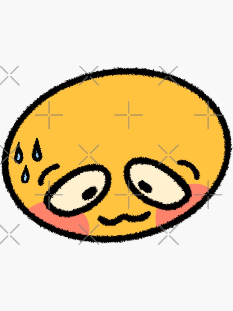 Blushing cursed emoji Sticker for Sale by Shred-Lettuce