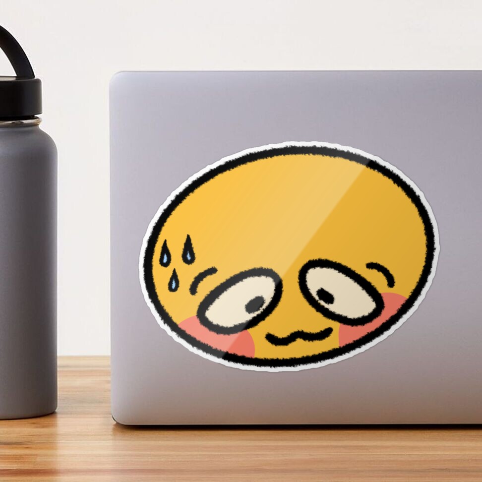 Blushing cursed emoji Sticker for Sale by Shred-Lettuce