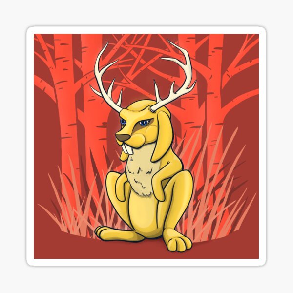 Item preview, Jackelope in a red forest designed and sold by rixify.