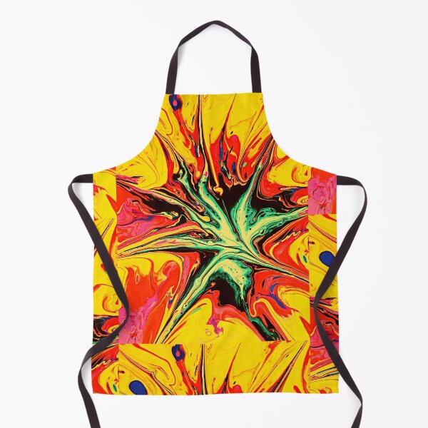 Item preview, modern trendy abstract turquoise red, yellow swirls designed and sold by Patternsonly.
